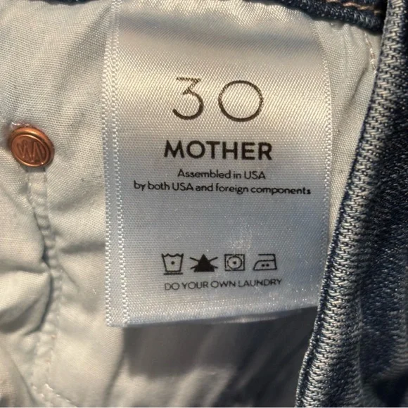 MOTHER The Looker Two Step Ankle Fray Jeans Skunk at the Tea Party sz 30 HEMMED - Picture 10 of 16